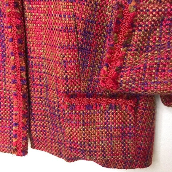 Vintage Madison Studio Boucle Soutache Braid Fringe Pink Jacket Women's Size 14 - Picture 3 of 14